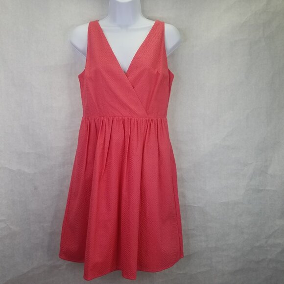 Ana Taylor Loft A-Line Dress Women's 4 Petite Pink Surplice Textured Pleated NEW - Picture 1 of 16